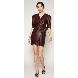 Lucy Paris Alaina Burgundy Faux‎ Leather Mini Dress Size Small Chic Contemporary